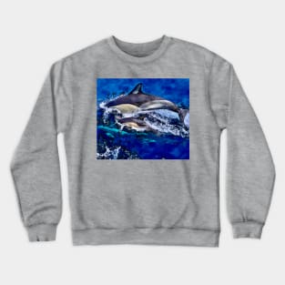 Dolphin mama and her baby Crewneck Sweatshirt